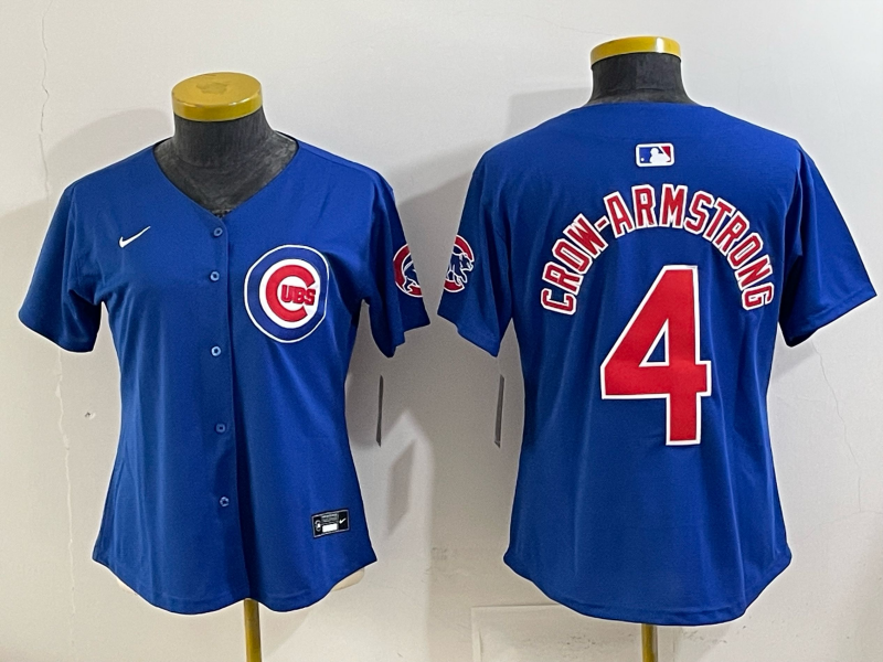 Women Chicago Cubs #4 Crow-Armstrong Blue Nike MLB 2025 Jersey 002